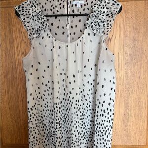 Gap Women's Cream Sleeveless Ruffle Shoulder Top - Black Spot Print Size Med